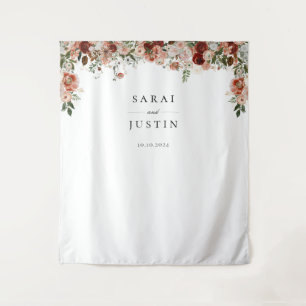 Elegant Autumn Botanical Floral Wedding Backdrop Tapestry