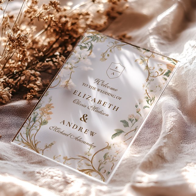 Elegant Autumn Botanical Frame Wedding Acrylic Invitations (Creator Uploaded)