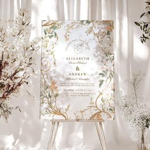 Elegant Autumn Botanical Frame Wedding  Acrylic Sign