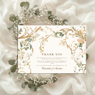 Elegant Autumn Botanical Frame Wedding Thank You Card