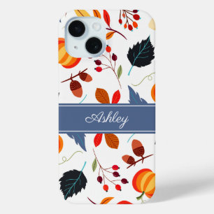 Elegant Autumn Botanical Leaves iPhone 15 Case