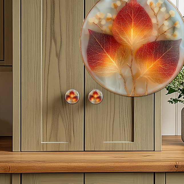 Elegant Autumn Bright Orange Yellow Leaves  Ceramic Knob (Creator Uploaded)