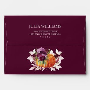 Elegant Autumn Burgundy Pumpkin Envelope