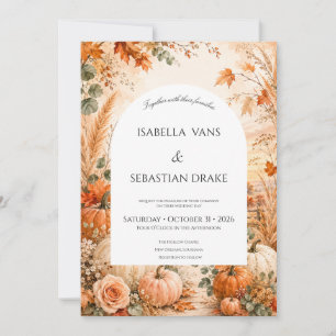 Elegant Autumn Card with Pumpkins Wedding
