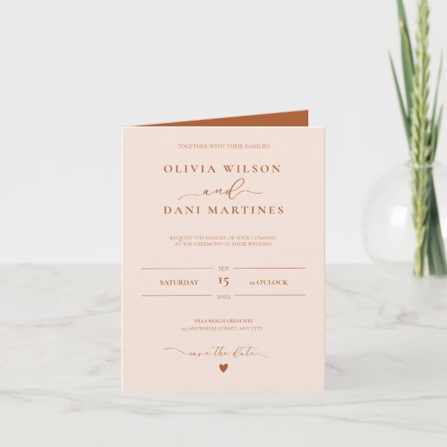 Elegant Autumn Colour Wedding  Invitation (Front)