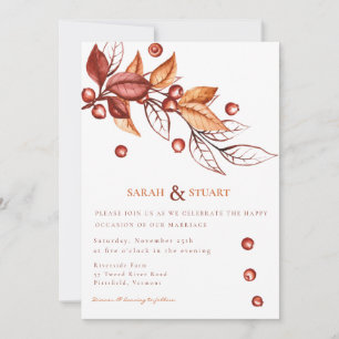 Elegant Autumn Earth tone Terracotta Wedding Invitation