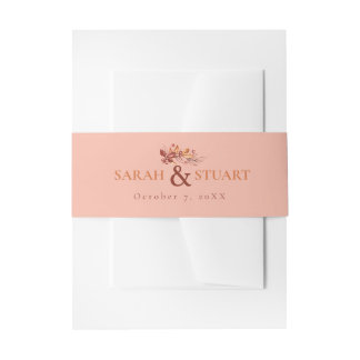 Elegant Autumn Earth tone Terracotta Wedding Invitation Belly Band