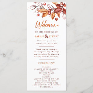 Elegant Autumn Earth tone Terracotta Wedding Program