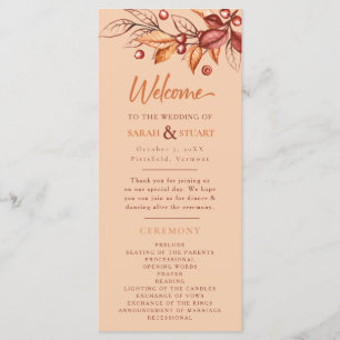 Elegant Autumn Earth tone Terracotta Wedding Program