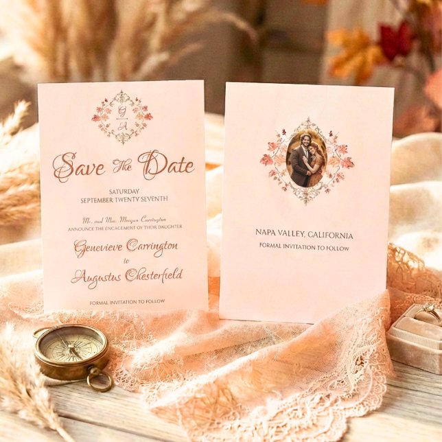 Elegant Autumn Engagement Announcement Save Date (Creator Uploaded)