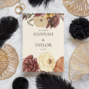 Elegant Autumn Fall Floral Wedding Ceremony Program