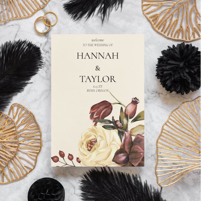 Elegant Autumn Fall Floral Wedding Ceremony  Program (Creator Uploaded)