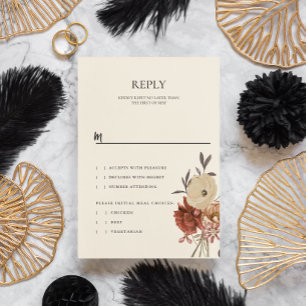 Elegant Autumn Fall Floral Wedding RSVP Reply Card