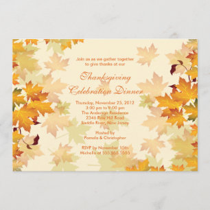 Elegant Autumn Fall Leaves Thanksgiving Invitation