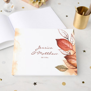 Elegant Autumn Fall Watercolor Floral Wedding Guest Book