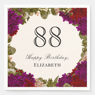 Elegant Autumn Floral 88th Birthday Napkins