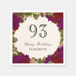 Elegant Autumn Floral 93rd Birthday Napkins