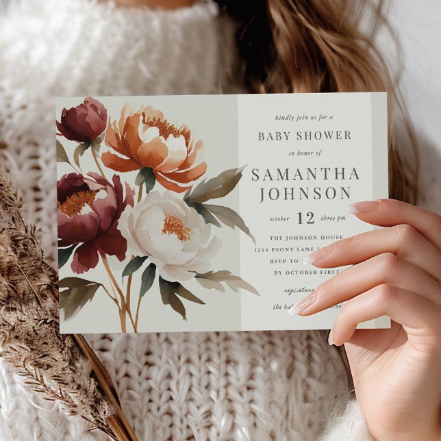 Elegant Autumn Floral Baby Shower Invitation (Creator Uploaded)
