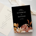 Elegant Autumn Floral Black Wedding Ceremony  Program<br><div class="desc">This lovely wedding ceremony program features a border of watercolor flowers in beautiful autumn tones on a chic black background. Together these elements create an rustic yet elegant wedding program that would be perfect for a romantic wedding any time of the year. This design coordinates with our Elegant Autumn Floral...</div>