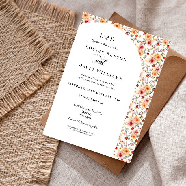 Elegant Autumn Floral Border Wedding Invitation  (Creator Uploaded)