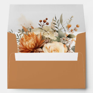 Elegant Autumn Floral Bouquet Golden Orange Envelope