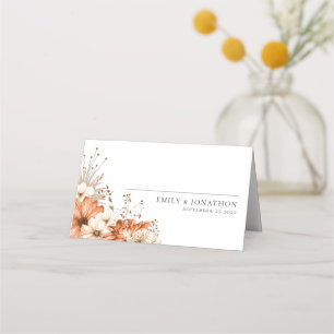 Elegant Autumn Floral Bouquet Names Date Wedding Place Card