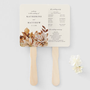 Elegant Autumn Floral Earth Tones Wedding Program Hand Fan