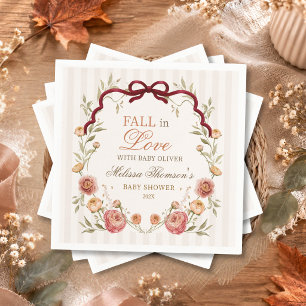 Elegant Autumn Floral Fall In Love Baby Shower Napkin