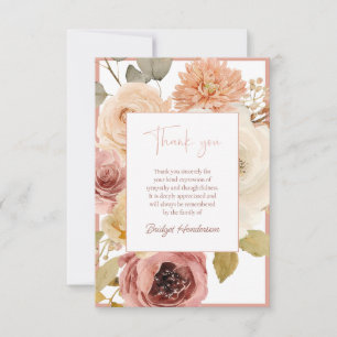 Elegant Autumn Floral Funeral Thank You Card