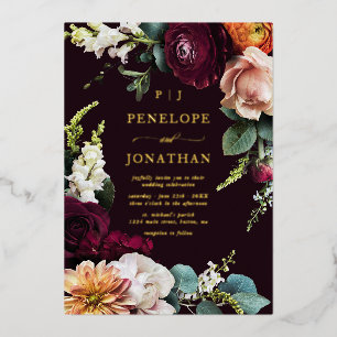 Elegant Autumn Floral Gold Monogram Wedding