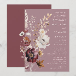 Elegant Autumn Floral Mauve Engagement Party Invitation