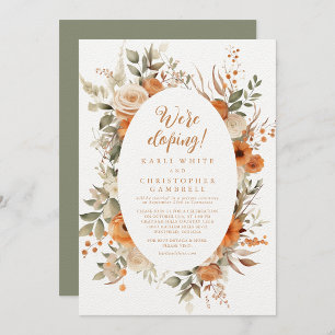 Elegant Autumn Floral Sage Green Elopement Party Invitation