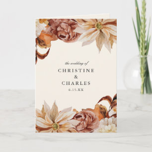 Elegant Autumn Floral Watercolor Wedding Ceremony  Program