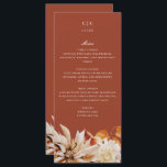 Elegant Autumn Floral Watercolor Wedding Menu Card<br><div class="desc">This lovely wedding reception menu card features a border of watercolor flowers in beautiful autumn tones. Together these elements create a rustic yet elegant wedding menu that would be perfect for a romantic wedding any time of the year. This design coordinates with our Elegant Autumn Floral Watercolor wedding suite. See...</div>