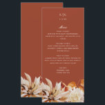 Elegant Autumn Floral Watercolor Wedding Menu Card<br><div class="desc">This lovely wedding reception menu card features a border of watercolor flowers in beautiful autumn tones. Together these elements create a rustic yet elegant wedding menu that would be perfect for a romantic wedding any time of the year. This design coordinates with our Elegant Autumn Floral Watercolor wedding suite. See...</div>