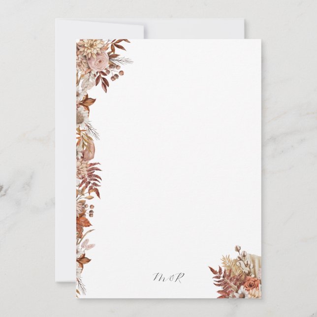 Elegant Autumn Floral Wedding Invitation (Back)