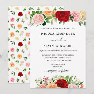Elegant Autumn Floral Wedding Invitation