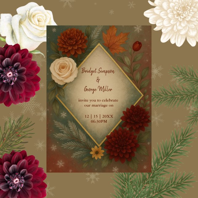 elegant autumn floral wedding invitation (Creator Uploaded)