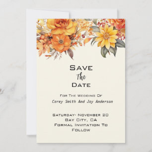 Elegant Autumn Floral Wedding  Invitation
