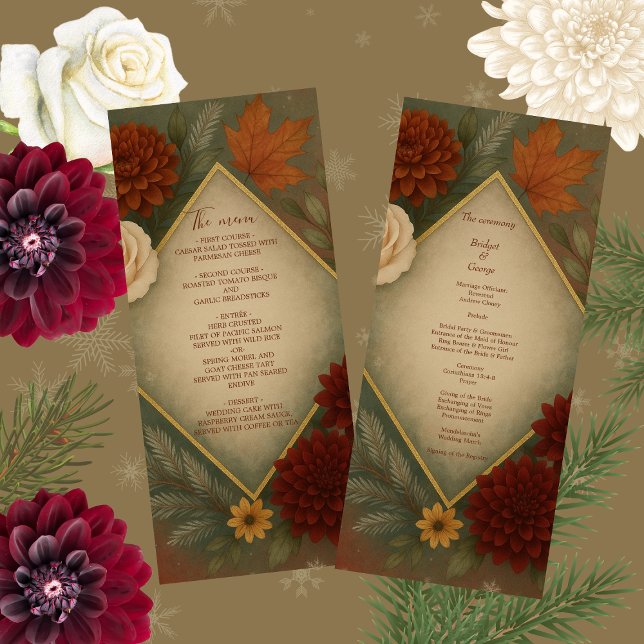 elegant autumn floral wedding menu (Creator Uploaded)