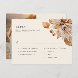 Elegant Autumn Floral Wedding Photo RSVP Postcard