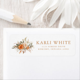 Elegant Autumn Floral Wedding Return Address Label