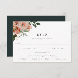 Elegant Autumn Floral Wedding RSVP Meal Choice