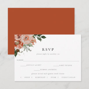 Elegant Autumn Floral Wedding RSVP Meal Choice Card