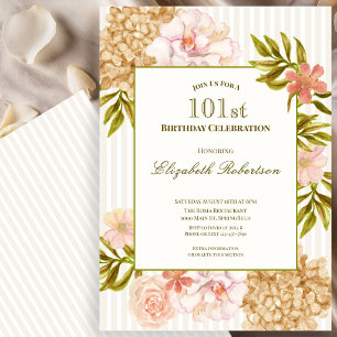 Elegant Autumn Flowers 101st Birthday Invitation