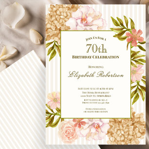 Elegant Autumn Flowers 70th Birthday Invitation