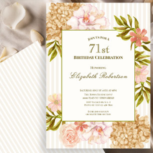 Elegant Autumn Flowers 71st Birthday Invitation