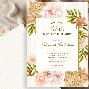 Elegant Autumn Flowers 95th Birthday Invitation