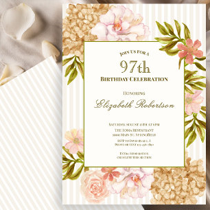 Elegant Autumn Flowers 97th Birthday Invitation