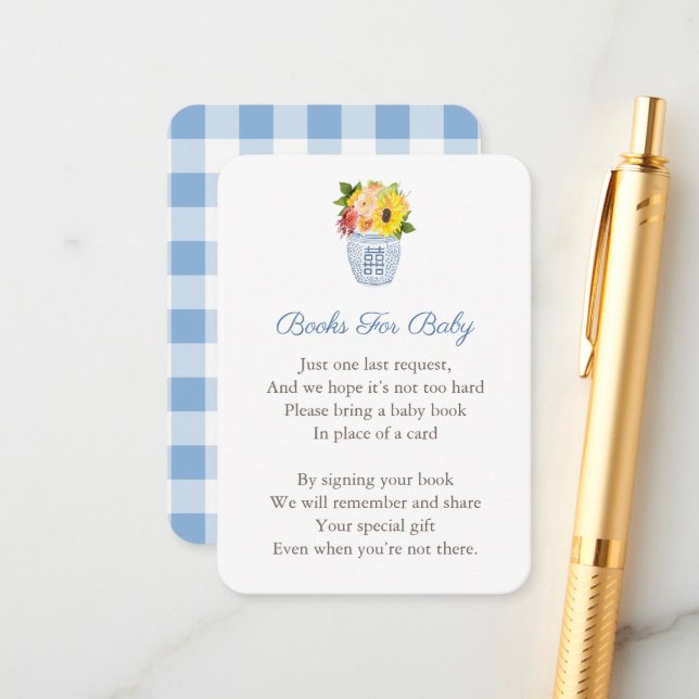 Elegant Autumn Flowers Baby Shower Bring A Book Enclosure Card (Front/Back In Situ)